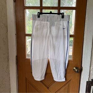 🦋 Nike Men’s White & Blue Piping Vapor Pro High Rise 3/4 Baseball Pants